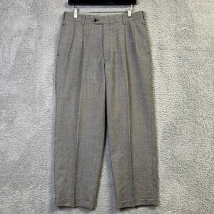 VTG Austin Reed Pants Men 36x29 Black Houndstooth Pleated Cuffed Wool Trousers